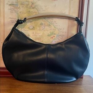 Ann Taylor Black Leather Hobo Bag